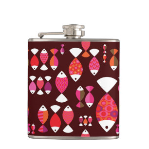 Unterwassermuster der abstrakten retro Fische Flachmann