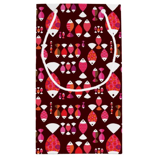 Unterwassermuster der abstrakten retro Fische Kleine Geschenktüte (Rückseite)