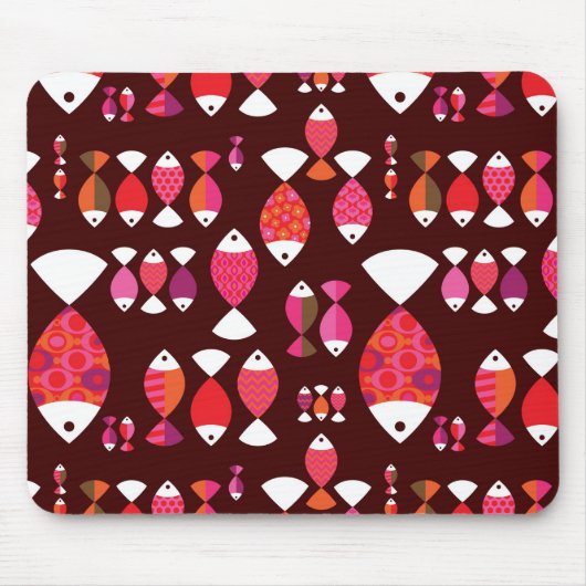 Unterwassermuster der abstrakten retro Fische Mousepad (Vorne)