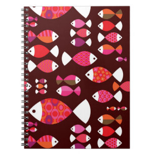 Unterwassermuster der abstrakten retro Fische Notizblock