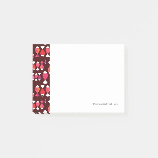 Unterwassermuster der abstrakten retro Fische Post-it Klebezettel (Vorderseite)