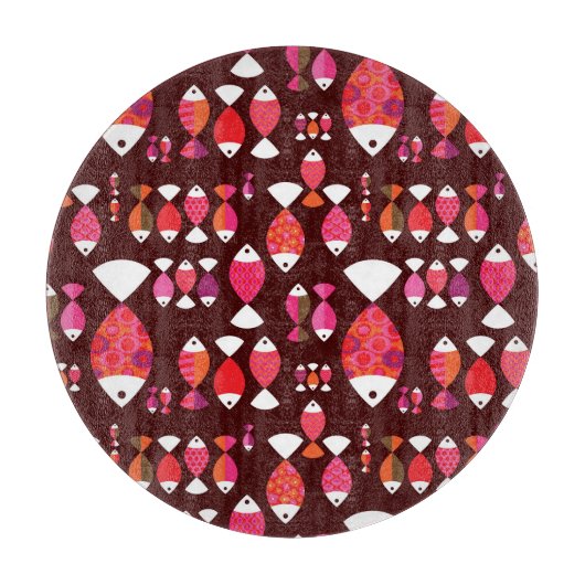 Unterwassermuster der abstrakten retro Fische Schneidebrett (Vorderseite)