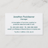 Unterwasserpoolfliesen mit der Pflasterung Visitenkarte (Rückseite)