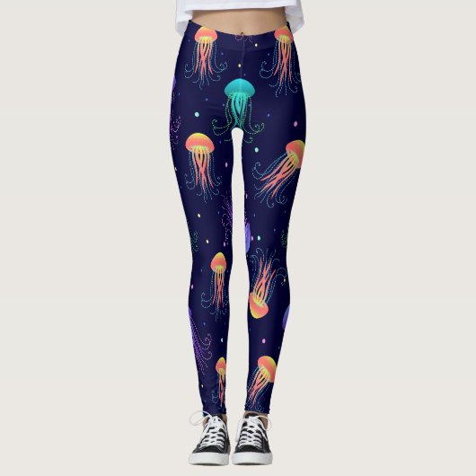 Unterwasserqualle: helles Muster. Leggings (Vorderseite)