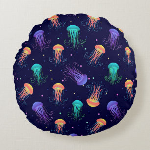 Unterwasserqualle: helles Muster. Rundes Kissen