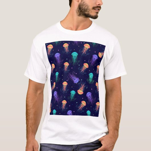 Unterwasserqualle: helles Muster. T-Shirt (Vorderseite)