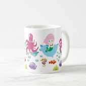 Unterwasserrosa Meerjungfrau und Octopus Kaffeetasse (VorderseiteRechts)
