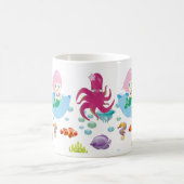 Unterwasserrosa Meerjungfrau und Octopus Kaffeetasse (Mittel)