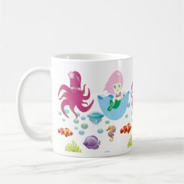 Unterwasserrosa Meerjungfrau und Octopus Kaffeetasse