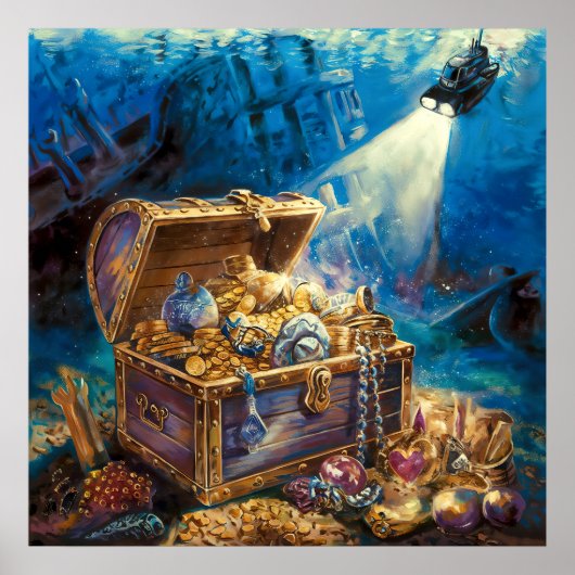 Unterwasserschatz - Farbstil Poster (Vorne)