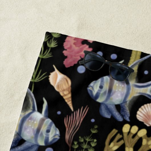 Unterwasserschätze - Fische, Seepferde, Muscheln Strandtuch (Beispiel)