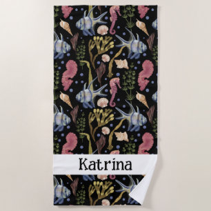 Unterwasserschätze - Fische, Seepferde, Muscheln Strandtuch