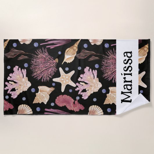 Unterwasserschätze - Muscheln, Korallen, Seeteufel Strandtuch (Vorderseite)