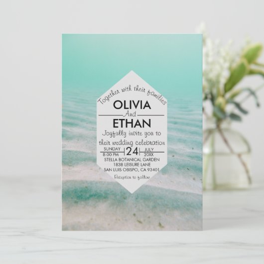 Unterwasserschiff Hochzeitseinladung Einladung (Stehend Vorderseite)