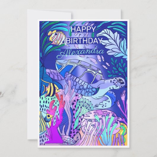 Unterwasserschildkröte Geburtstag Einladung (Vorderseite)