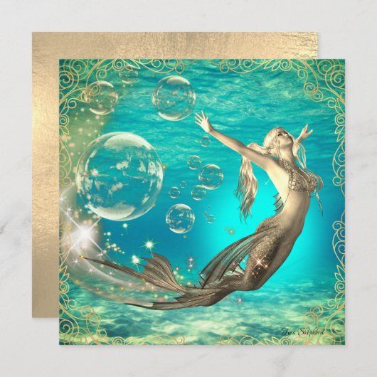 Unterwasserschwimmkarte Fantasy Mermaid Flat Card (Vorne/Hinten)