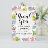 Unterwasserseegeschöpf-Aquarell-Illustrationen Dankeskarte (Stehend Vorderseite)