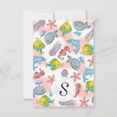 Unterwasserseegeschöpf-Aquarell-Illustrationen Dankeskarte (Rückseite)