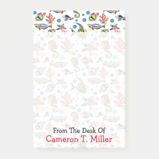 Unterwasserseeleben-Muster | addieren Ihren Namen Post-it Klebezettel (Vorderseite)