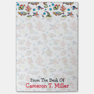 Unterwasserseeleben-Muster   addieren Ihren Namen Post-it Klebezettel