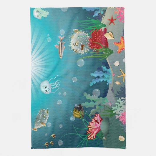 Unterwasserszene Geschirrtuch (Vertikal)