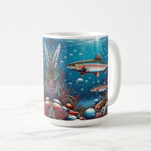 Unterwasserszene mit Forelle Kaffeetasse (VorderseiteRechts)