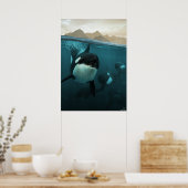 Unterwasserszene mit Orca-Familie Poster (Küche)