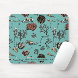 Unterwassertaucher Der Ozean ist mein glücklicher  Mousepad