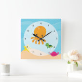 Unterwassertiere Quadratische Wanduhr (Zuhause)