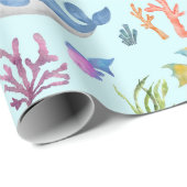 Unterwasserverpackungspapier, Meereslebewesen Geschenkpapier (Rolleneckpunkt)