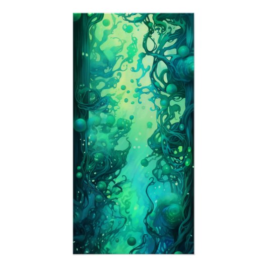 Unterwasserwelt in Grün und Blau (3/4) - Download Poster (Vorderseite)