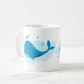 Unterwasserwelt. Meeresleben. Kawaii Blauwal Kaffeetasse (Vorderseite Links)
