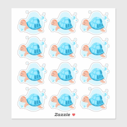 Unterwasserwelt. Meeresleben. Schildkröte Aufkleber (Blatt)