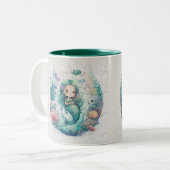 Unterwasserwelt Meerjungfrau in Algen Zweifarbige Tasse (Vorderseite Links)