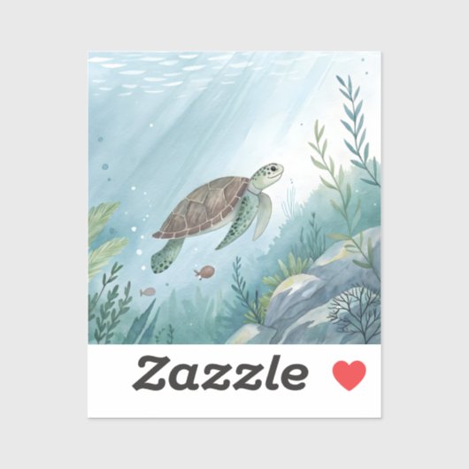 Unterwasserwelt mit Schildkröte Aufkleber (Blatt)