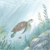 Unterwasserwelt mit Schildkröte Aufkleber (Vorderseite)