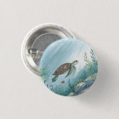 Unterwasserwelt mit Schildkröte Button (Vorne & Hinten)