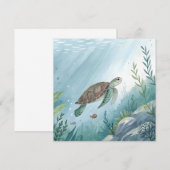 Unterwasserwelt mit Schildkröte Einladung (Vorne/Hinten)