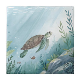 Unterwasserwelt mit Schildkröte Fliese