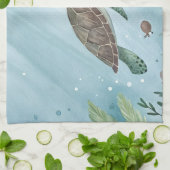Unterwasserwelt mit Schildkröte Geschirrtuch (Gefaltet)