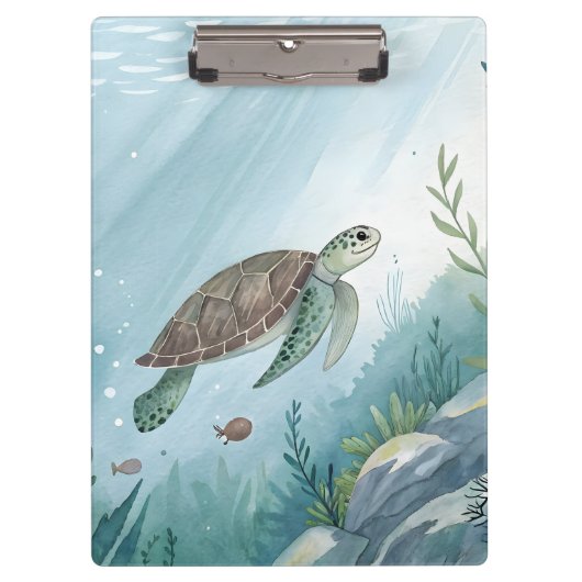 Unterwasserwelt mit Schildkröte Klemmbrett (Vorderseite)