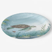 Unterwasserwelt mit Schildkröte Pappteller (Schrägansicht)