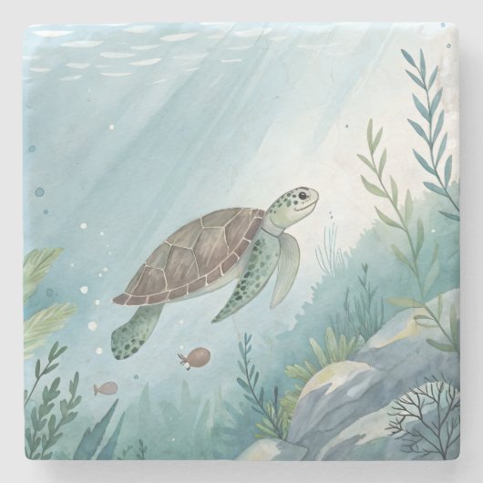 Unterwasserwelt mit Schildkröte Steinuntersetzer (Vorderseite)