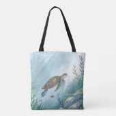 Unterwasserwelt mit Schildkröte Tasche (Rückseite)