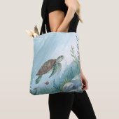 Unterwasserwelt mit Schildkröte Tasche (Von Nahem)