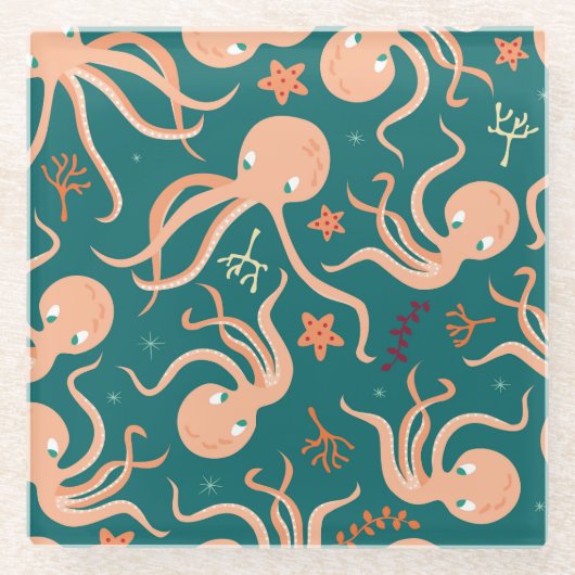 Unterwasserwunder: Octopus Starfish Dance Glasuntersetzer (Vorderseite)