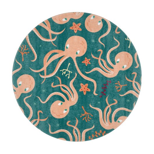 Unterwasserwunder: Octopus Starfish Dance Schneidebrett (Vorderseite)