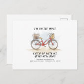 Unterwegs mit Cat Red Bicycle Moving Address Ankündigungspostkarte (Vorne/Hinten)