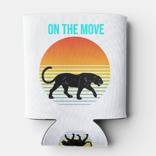 Unterwegs - Panther, der unter einem Retro-Sonnenu Dosenkühler (Rückseite)