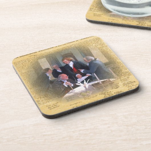 Unterzeichnen der Unabhängigkeitserklärung Getränkeuntersetzer (Linke Seite)